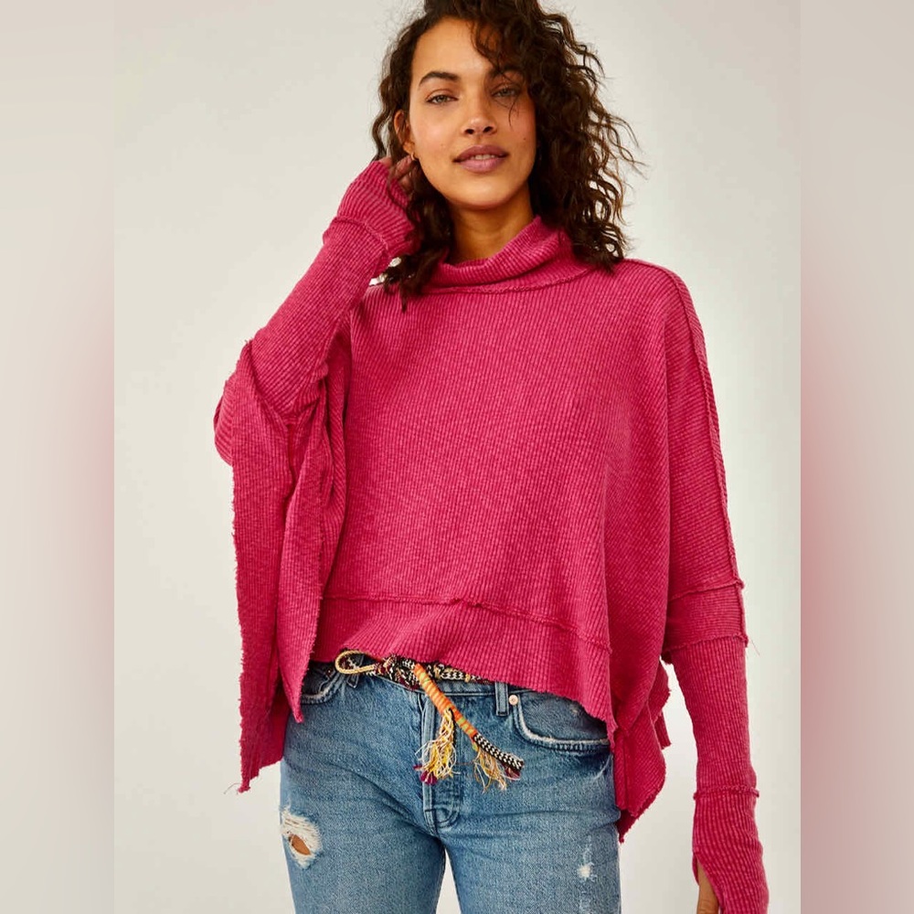 EUC Free People Moon Daisy Pullover Pink Hypnotic Rose Size L